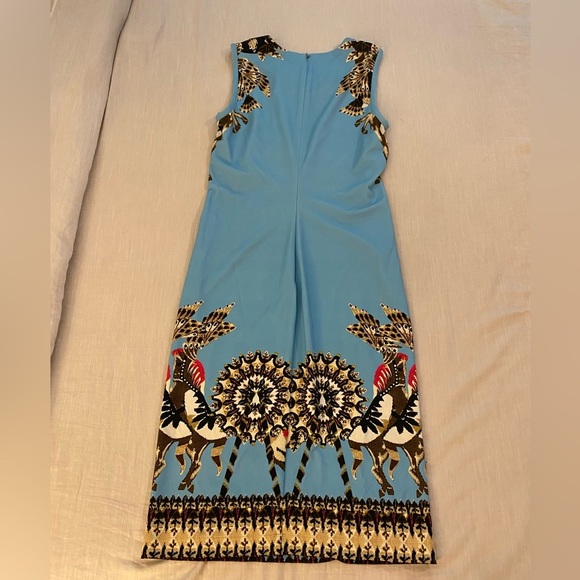 ROBERTO CAVALLI Blue Printed Rear Zip Sheath Dress (3) - Picture 8 of 10